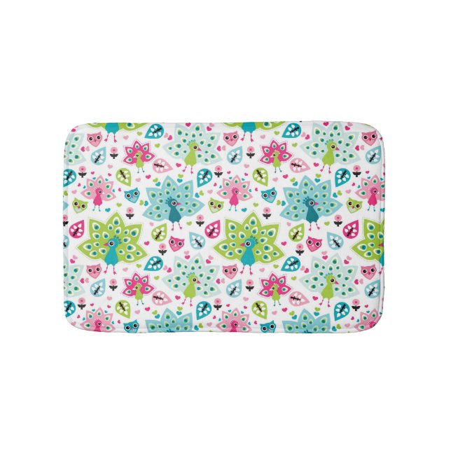 Tapis De Bain oiseau et hibou de paon (Devant)
