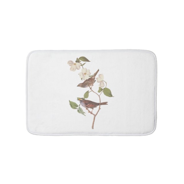 Tapis De Bain Oiseaux Audubons à Bruant à Throses Blanches avec  (Devant)