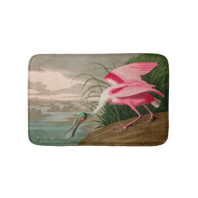 Tapis De Bain Oiseaux d'Amérique de spatule de rose Audubon Impr (Devant)