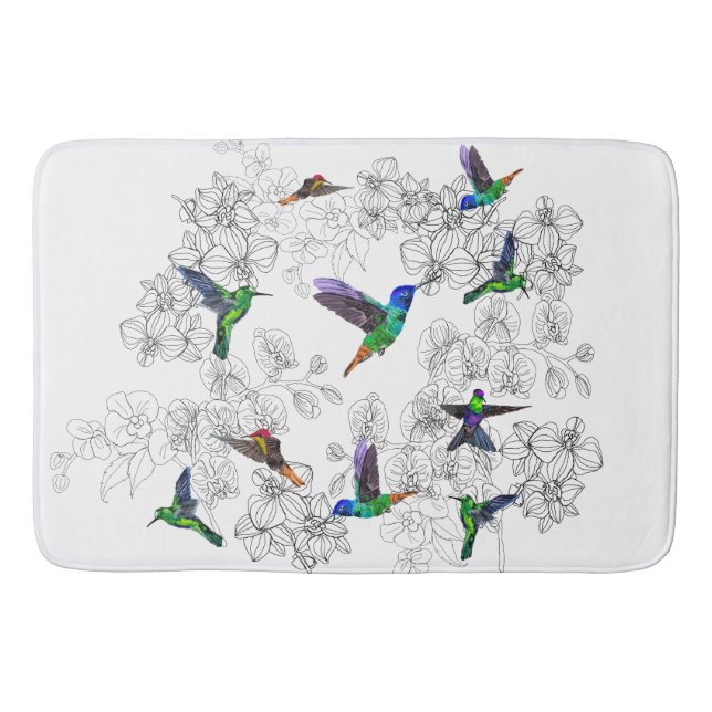 Tapis De Bain Oiseaux de printemps - Colibri - Choisissez/Ajoute (Devant)