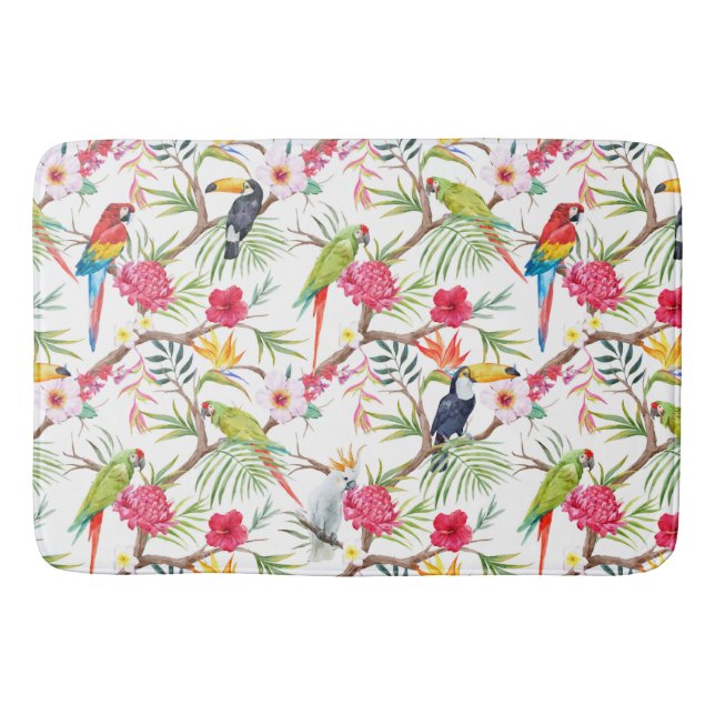 Tapis De Bain Oiseaux Et Fleurs Tropicaux (Devant)
