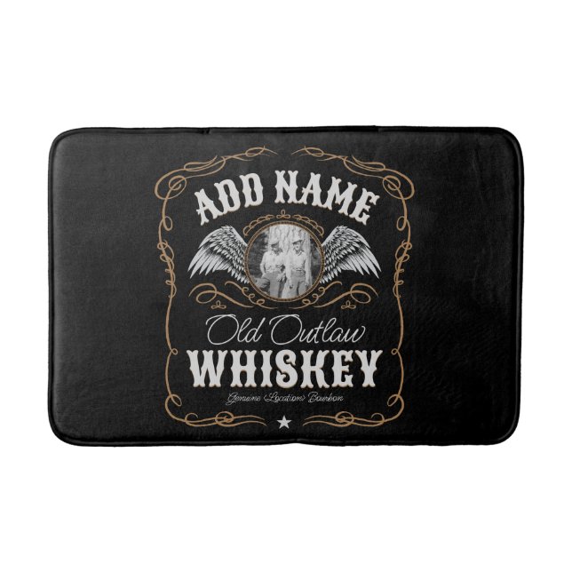 Tapis De Bain Old Moonshine Whiskey Étiquette AJOUTER PHOTO Nom  (Devant)