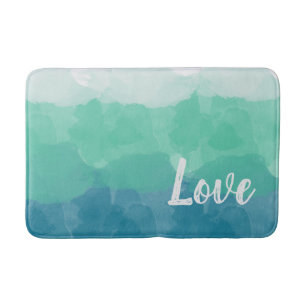 Tapis De Bain Ombre Turquoise Blue et Neo Mint Love
