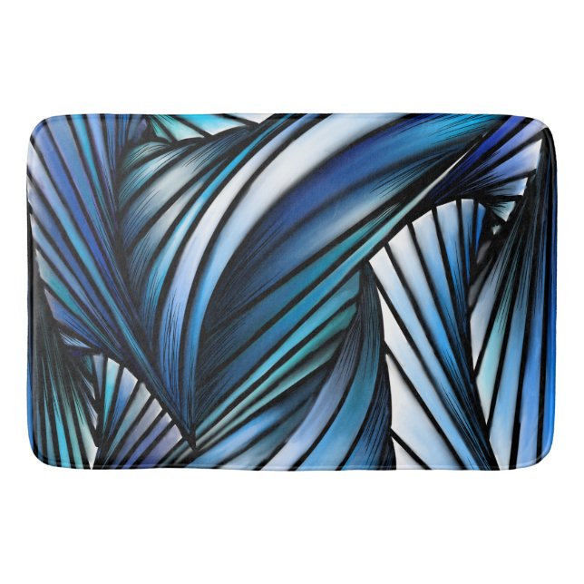 Tapis De Bain onde bleue Abstraite (Devant)