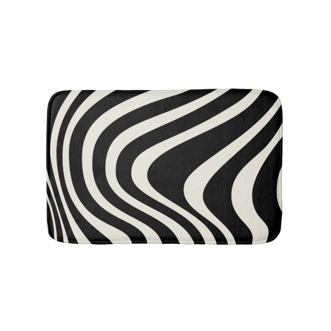 Tapis De Bain Ondes de style rétro noir et blanc (Devant)