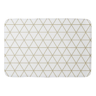 Tapis De Bain Or Blanc Triangles Géométriques Boho Glamour Minim