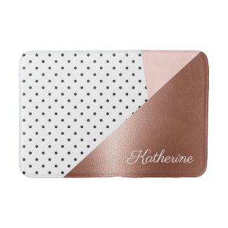 Tapis De Bain Or et points roses