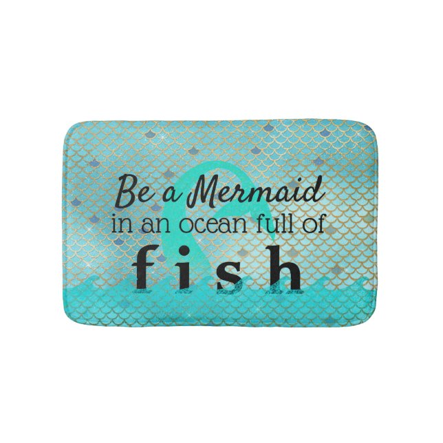 Tapis De Bain Or Girly de Teal de citation de sirène (Devant)