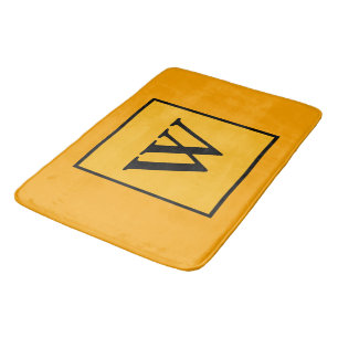 Tapis De Bain Or Monogramme Noir Géométrique 