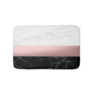 Tapis De Bain or rose de marbre blanc noir clair moderne éléga