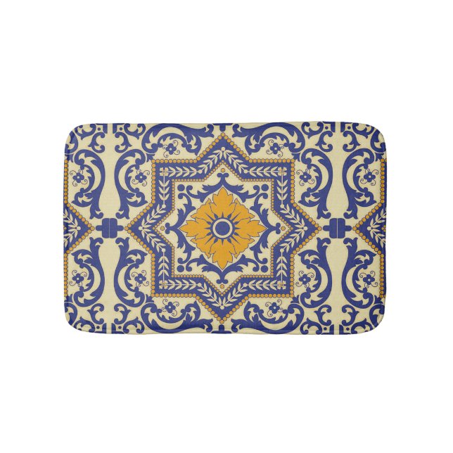 Tapis de bain orange bleu de style en céramique (Devant)