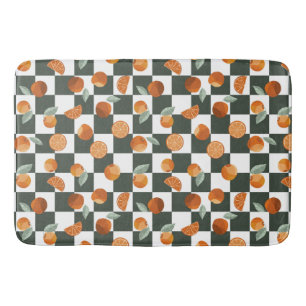 Tapis De Bain Orange Bliss Dark Turquoise Checkers