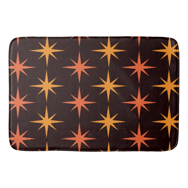 Tapis De Bain Orange et Ambre Mid Century Starburburts (Devant)