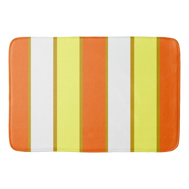 Tapis De Bain Orange, jaune et White Stripes (Devant)