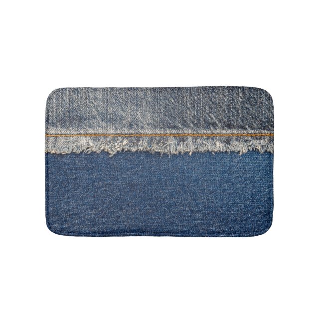 Tapis De Bain Orange Stitch, Double Denim Patch. (Devant)