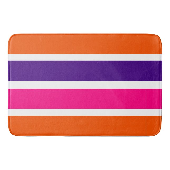 Tapis De Bain Orange, violet et roses chaudes (Devant)