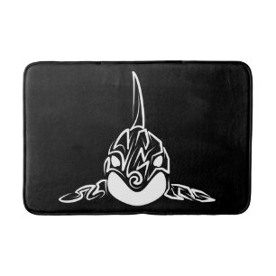 Tapis De Bain Orca tribale noire et blanche