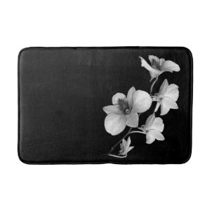 Tapis De Bain Orchidée blanche sur chaume noire