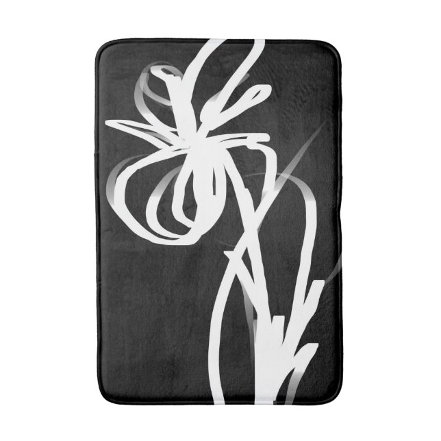 Tapis De Bain Orchidée Noir : Abstrait noir et blanc (Devant (Vertical))
