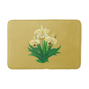 Tapis De Bain Orchidées sauvages - Orchidées jaunes dorées et fe