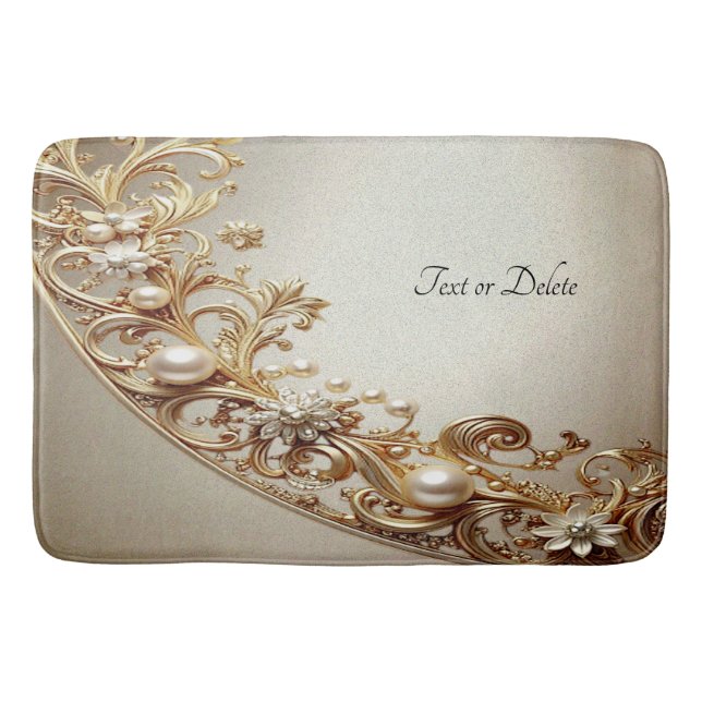 Tapis De Bain Ornate Gold Flourish Bath Mat (Devant)