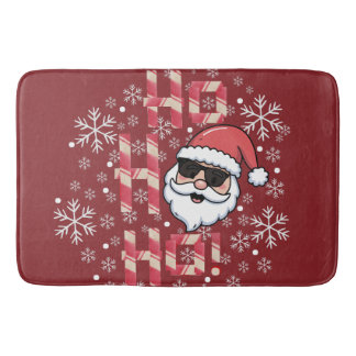 Tapis De Bain Ornement étoile de Noël Cool Retro Santa