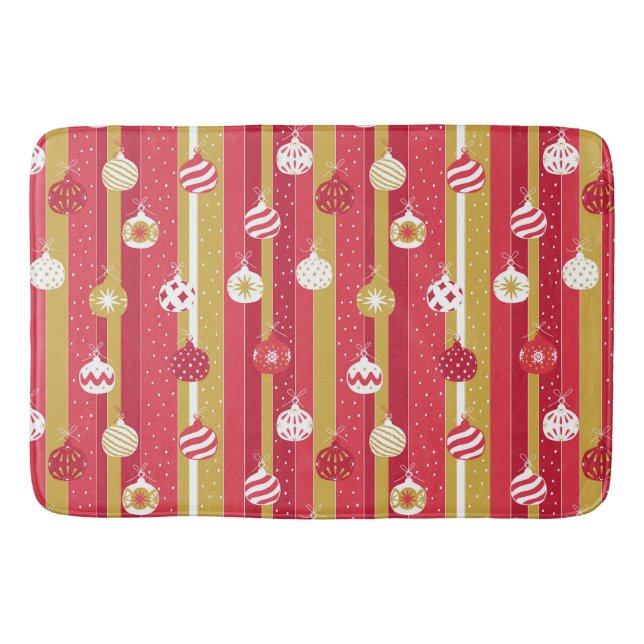 Tapis De Bain Ornements d'arbre de Noël jaune rouge (Devant)