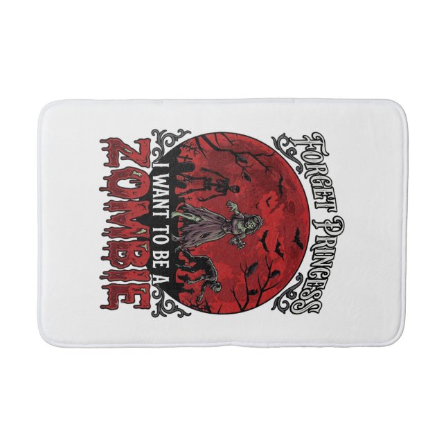 Tapis De Bain Oubliez Princesse Zombie Lune de Sang Cimetière Ch (Devant)