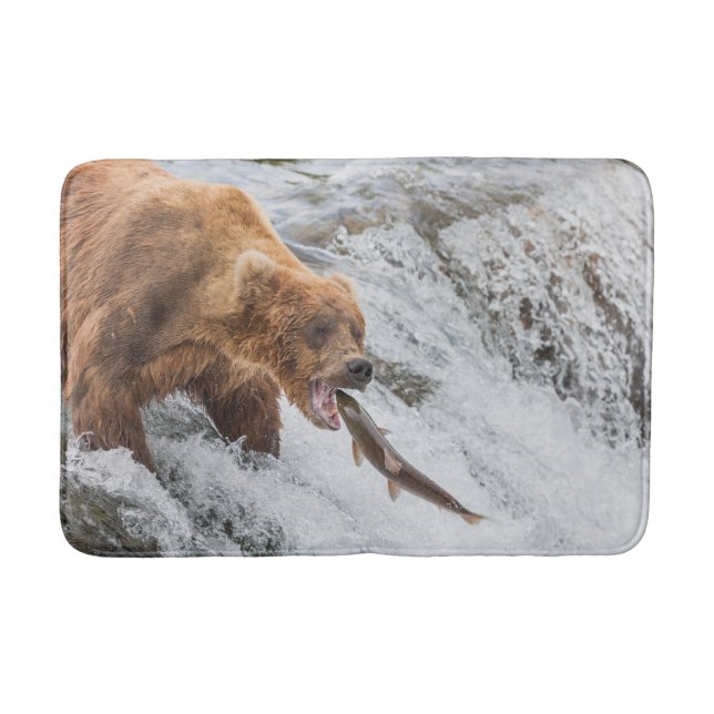 Tapis De Bain Ours brun attrape un saumon rouge (Devant)