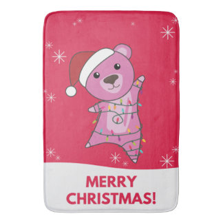 Tapis De Bain Ours colorés Joyeux Noël Animaux d'hiver Ours