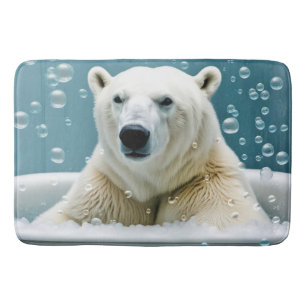 Tapis De Bain Ours Polaire Dans La Baignoire À Bulles