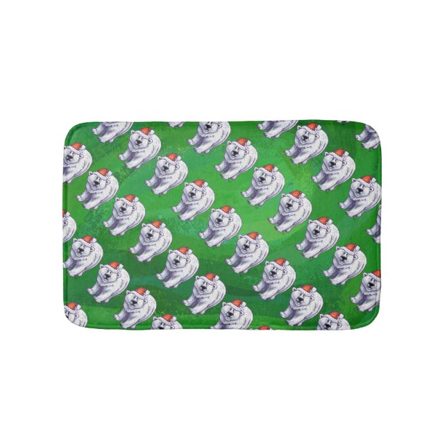 Tapis De Bain Ours polaire Noël sur vert (Devant)