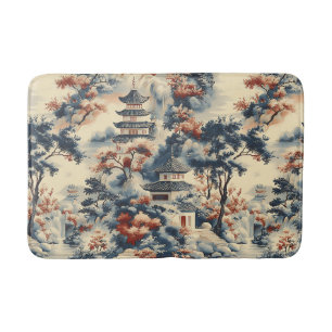 Tapis De Bain Pagode sereine dans un paysage montagneux