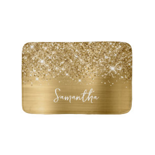 Tapis De Bain Pailleté Nom Glam Or
