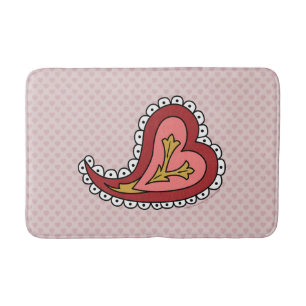 Tapis De Bain Paisley Coeur Mat