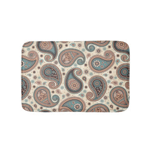 Tapis De Bain Paisley motif marron turquoise beige