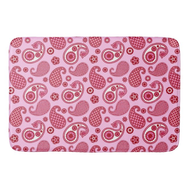 Tapis De Bain Paisley Motif, Pepperment rose et blanc (Devant)