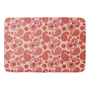 Tapis De Bain Paisley Motif, Shades of Coral Orange