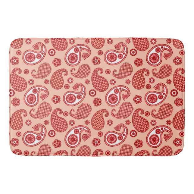 Tapis De Bain Paisley Motif, Shades of Coral Orange (Devant)