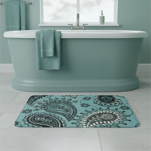 Tapis De Bain Paisley turquoise foncé