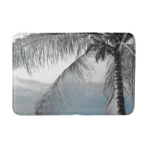 Tapis De Bain Palmier blanc élégant paradis de la plage de cocot