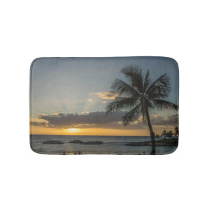 Tapis De Bain Palmier tropical de coucher du soleil de plage