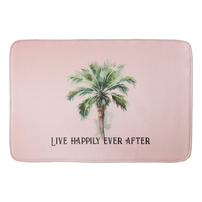 Tapis De Bain Palmier Tropical Rose-Brut (Devant)