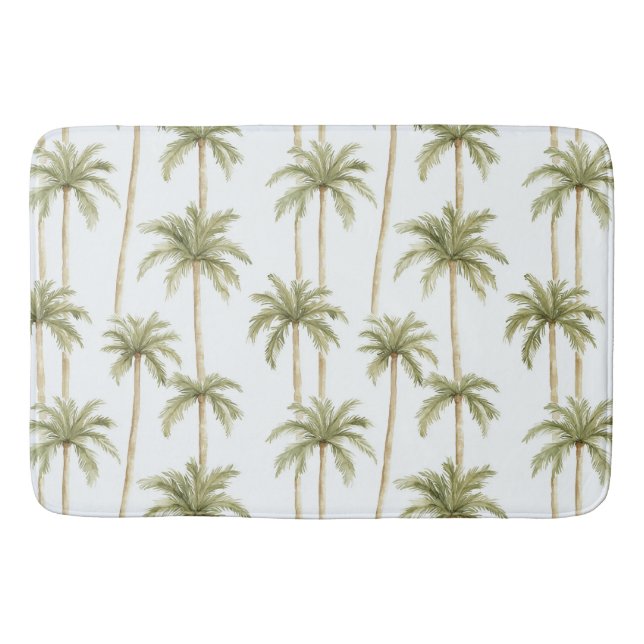 Tapis De Bain Palmiers blancs verts tropicaux   (Devant)