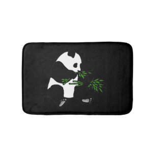 Tapis De Bain Panda géant mange du bambou noir