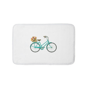 Tapis De Bain Panier à fleurs vintage Turquoise