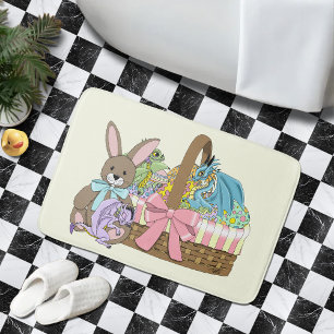 Tapis De Bain Panier de Pâques Dragons Fantaisie Mignons 