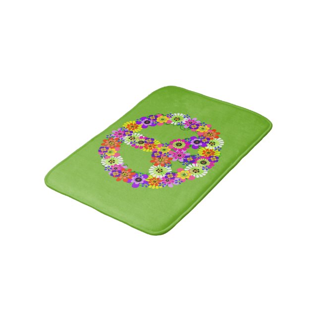 Tapis De Bain Panneau de paix Floral sur Lime Green (Angle)