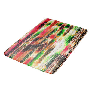 Tapis De Bain Papier tranché rayé de couleur rouge jaune et vert