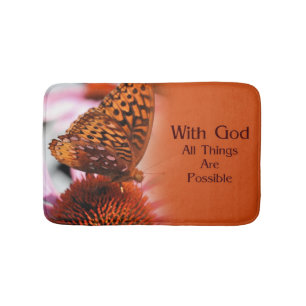 Tapis De Bain Papillon Avec Dieu Citation Inspirationnelle